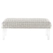 Pemberly Row Modern Woven Performance Velvet Ottoman in White