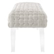 Pemberly Row Modern Woven Performance Velvet Ottoman in White