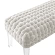 Pemberly Row Modern Woven Performance Velvet Ottoman in White