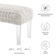 Pemberly Row Modern Woven Performance Velvet Ottoman in White