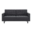 Pemberly Row Fabric Upholstered Tufted Sofa in Charcoal & Black