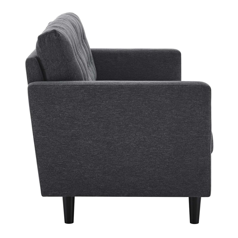 Pemberly Row Fabric Upholstered Tufted Sofa in Charcoal & Black
