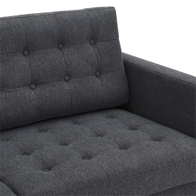 Pemberly Row Fabric Upholstered Tufted Sofa in Charcoal & Black