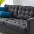 Pemberly Row Fabric Upholstered Tufted Sofa in Charcoal & Black
