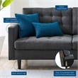 Pemberly Row Fabric Upholstered Tufted Sofa in Charcoal & Black