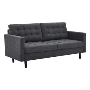 Pemberly Row Fabric Upholstered Tufted Sofa in Charcoal & Black
