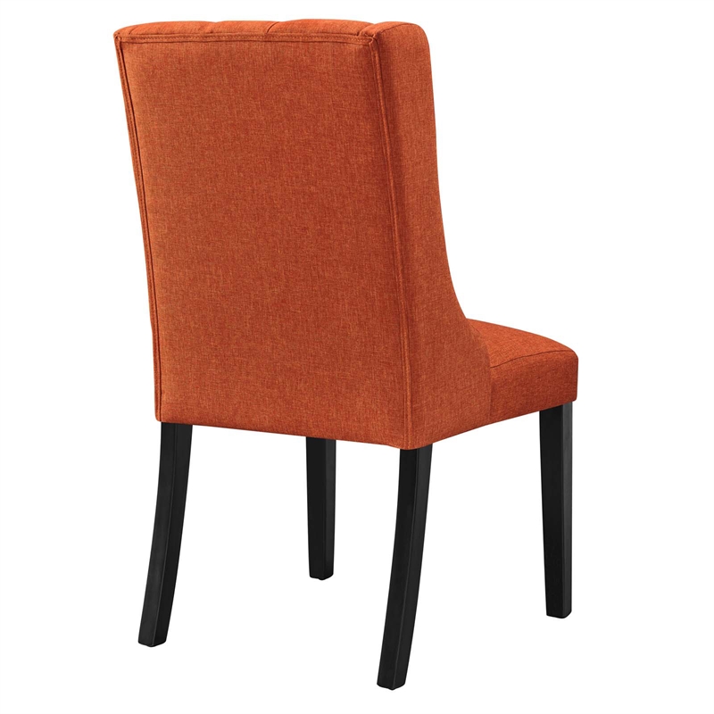 Pemberly Row Solid Wood and Button Tufted Fabric Dining Chair in Orange