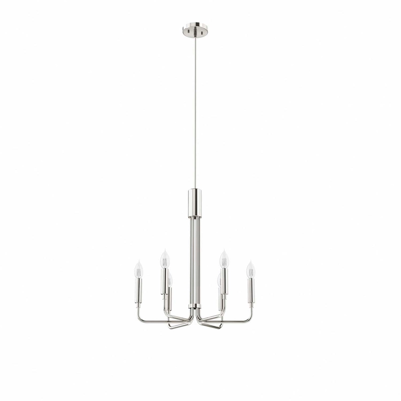 Pemberly Row 6-Light Iron Metal Chandelier in Polished Nickel