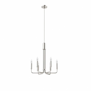 Pemberly Row 6-Light Iron Metal Chandelier in Polished Nickel