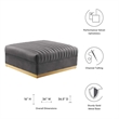 Pemberly Row Modern Style Velvet and Stainless Steel Ottoman in Gray