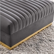 Pemberly Row Modern Style Velvet and Stainless Steel Ottoman in Gray
