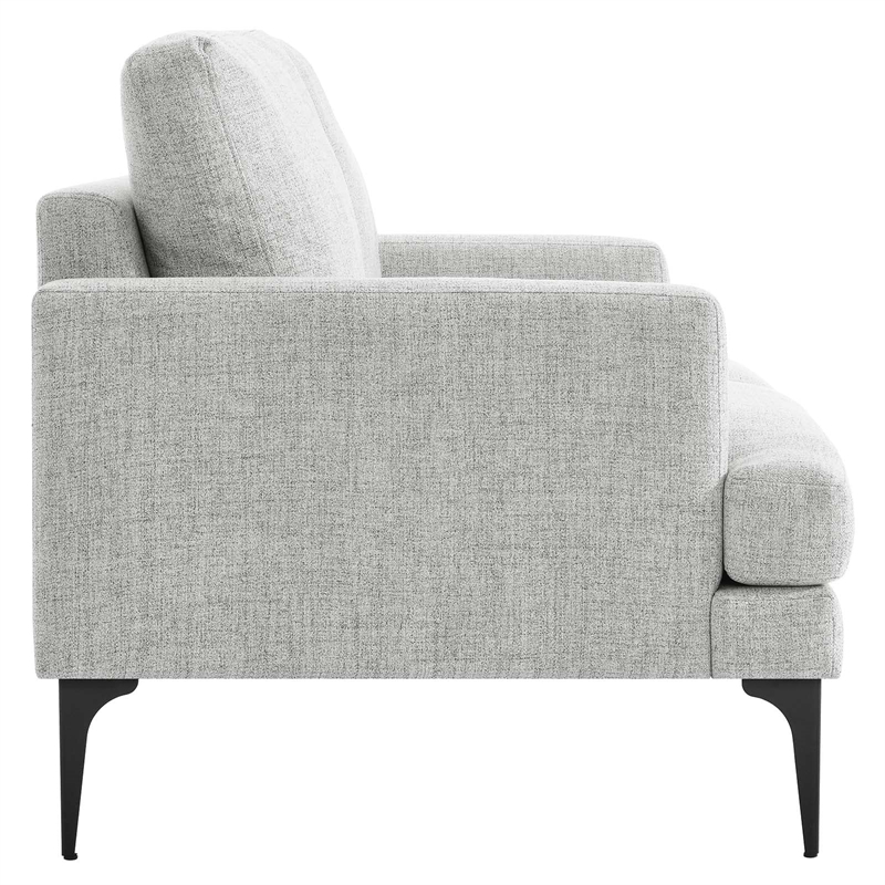 Pemberly Row Metal and Upholstered Fabric Loveseat in Light Gray