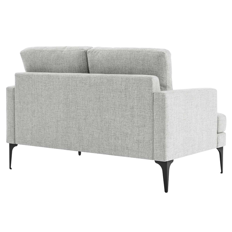 Pemberly Row Metal and Upholstered Fabric Loveseat in Light Gray