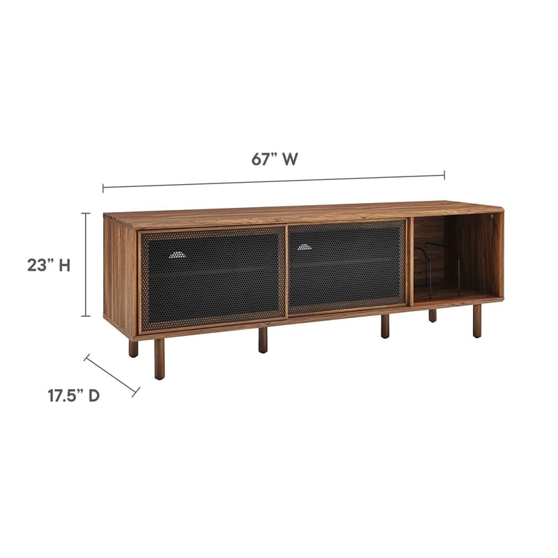Pemberly Row MDF Particleboard TV and Record Stand for TVs up to 65