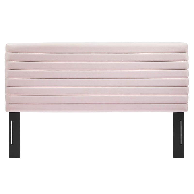 Pemberly Row Modern Performance Velvet Twin Headboard in Pink