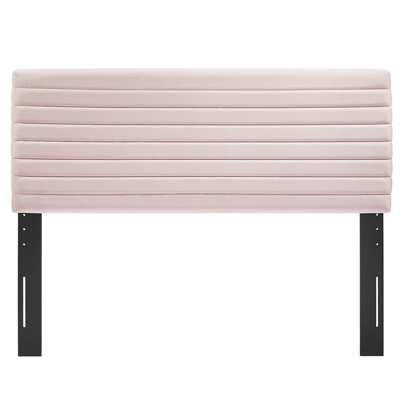Pemberly Row Modern Performance Velvet Twin Headboard in Pink