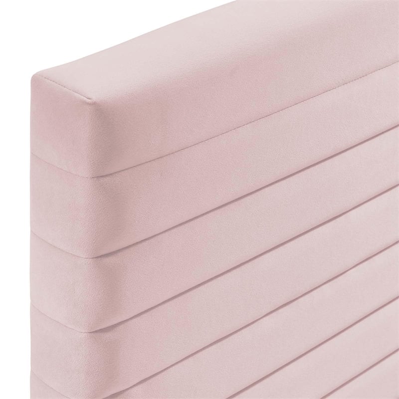 Pemberly Row Modern Performance Velvet Twin Headboard in Pink