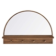 Pemberly Row Moonbeam Arched Wood Mirror with Four Hanging Pegs in Walnut