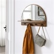 Pemberly Row Moonbeam Arched Wood Mirror with Four Hanging Pegs in Walnut