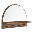 Pemberly Row Moonbeam Arched Wood Mirror with Four Hanging Pegs in Walnut