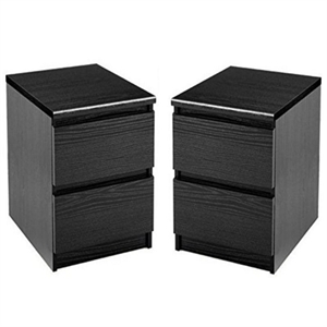 Pemberly Row 2 Drawer Night Stands in Black Woodgrain (Set of 2)