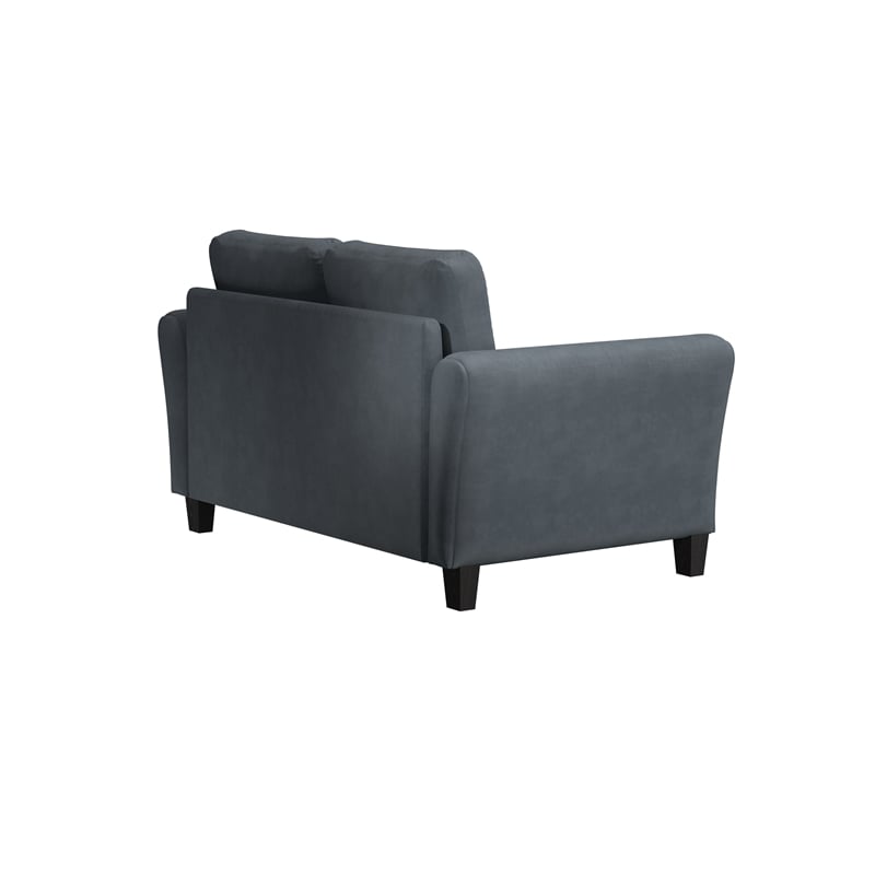Pemberly Row Transitional 2 Piece Sofa and Loveseat Set in Dark Gray