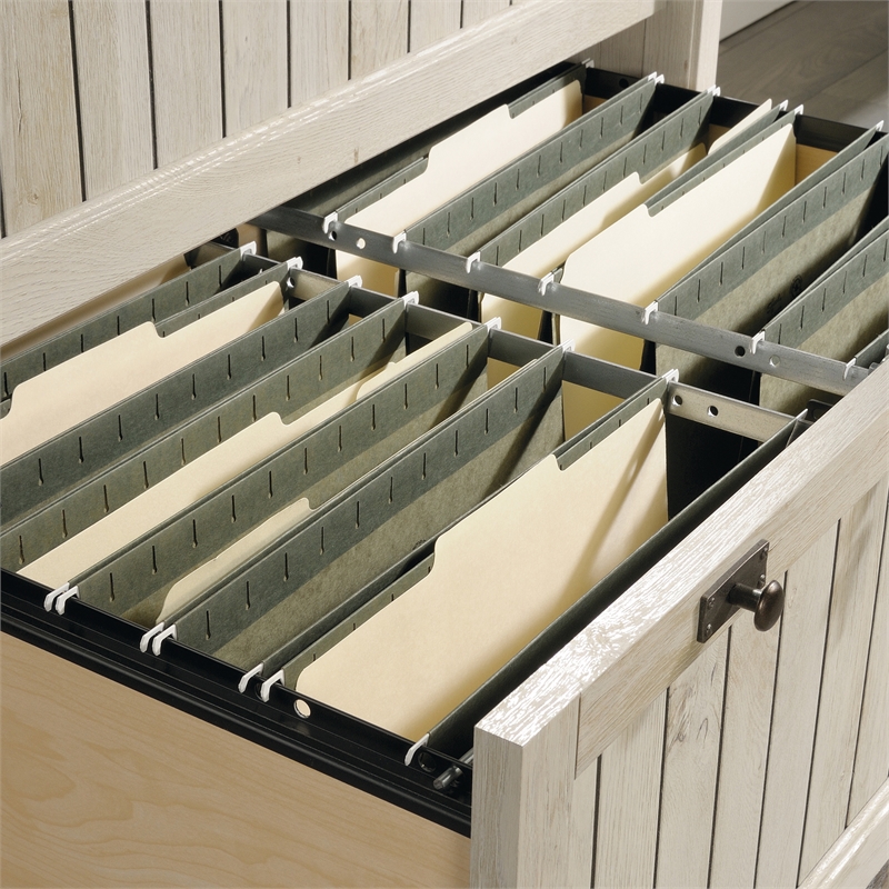 Pemberly Row 2 Piece Executive Desk and Lateral File Set in Chalked Chestnut