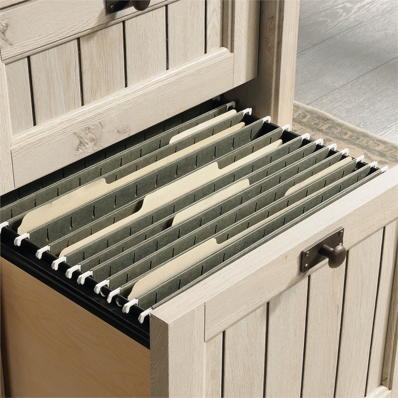 Pemberly Row 2 Piece Executive Desk and Lateral File Set in Chalked Chestnut