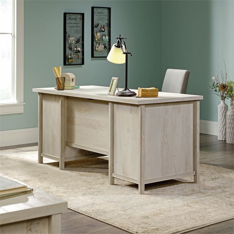 Pemberly Row 2 Piece Executive Desk and Lateral File Set in Chalked Chestnut