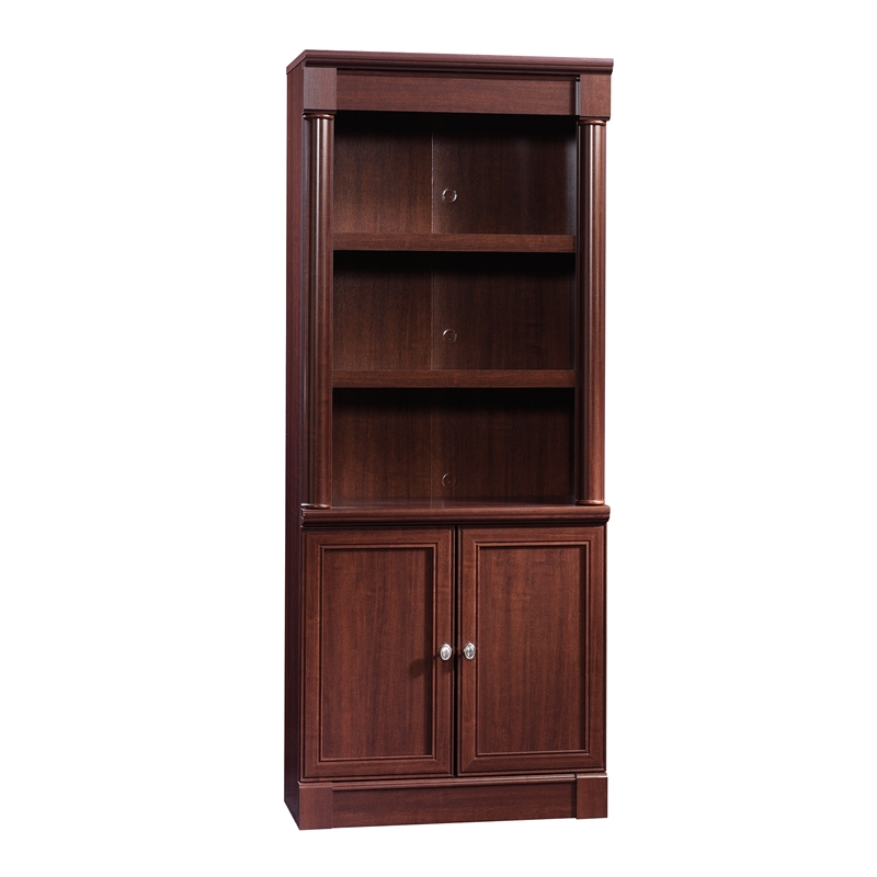 Pemberly Row Library Bookcase with Doors in Cherry (Set of 2)