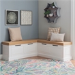 Pemberly Row White Wood Nook With Beige Polyester Fabric Cushions