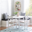 Pemberly Row White Wood Nook With Black Polyester Fabric Cushions