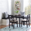 Pemberly Row White Wood Nook With Black Polyester Fabric Cushions