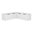 Pemberly Row White Wood Nook With Black Polyester Fabric Cushions