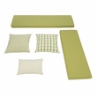 Pemberly Row White Wood Nook With Green Polyester Fabric Cushions