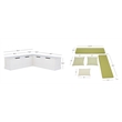 Pemberly Row White Wood Nook With Green Polyester Fabric Cushions