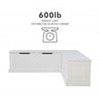 Pemberly Row Backless Wood Corner Breakfast Nook with Storage in White