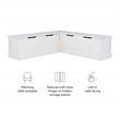 Pemberly Row Backless Wood Corner Breakfast Nook with Storage in White