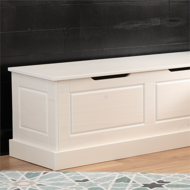 Pemberly Row Backless Wood Corner Breakfast Nook with Storage in White