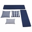 Pemberly Row Natural White Wood Nook With Navy Polyester Fabric Cushions