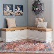 Pemberly Row Natural White Wood Nook With Beige Polyester Fabric Cushions