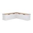 Pemberly Row Natural White Wood Nook With Beige Polyester Fabric Cushions
