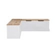 Pemberly Row Natural White Wood Nook With Beige Polyester Fabric Cushions