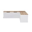 Pemberly Row Natural White Wood Nook With Beige Polyester Fabric Cushions
