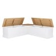 Pemberly Row Natural White Wood Nook With Beige Polyester Fabric Cushions