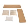 Pemberly Row Natural White Wood Nook With Beige Polyester Fabric Cushions