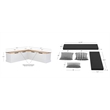 Pemberly Row Natural White Wood Nook With Black Polyester Fabric Cushions