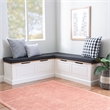 Pemberly Row Natural White Wood Nook With Black Polyester Fabric Cushions