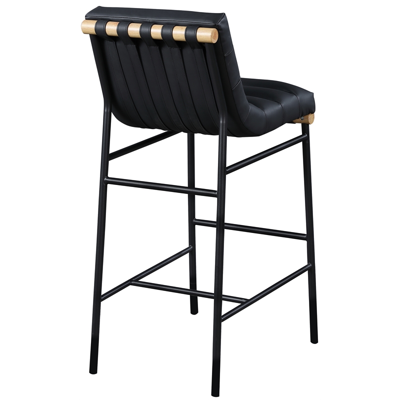 Pemberly Row Contemporary Vegan Leather Bar Stool in Soft Black