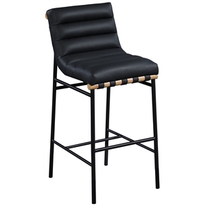 Pemberly Row Contemporary Vegan Leather Bar Stool in Soft Black